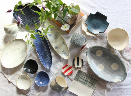 ☆1円～スタート☆＊美品＊ 山野辺彩 フラワーモチーフ プレート 皿 益子